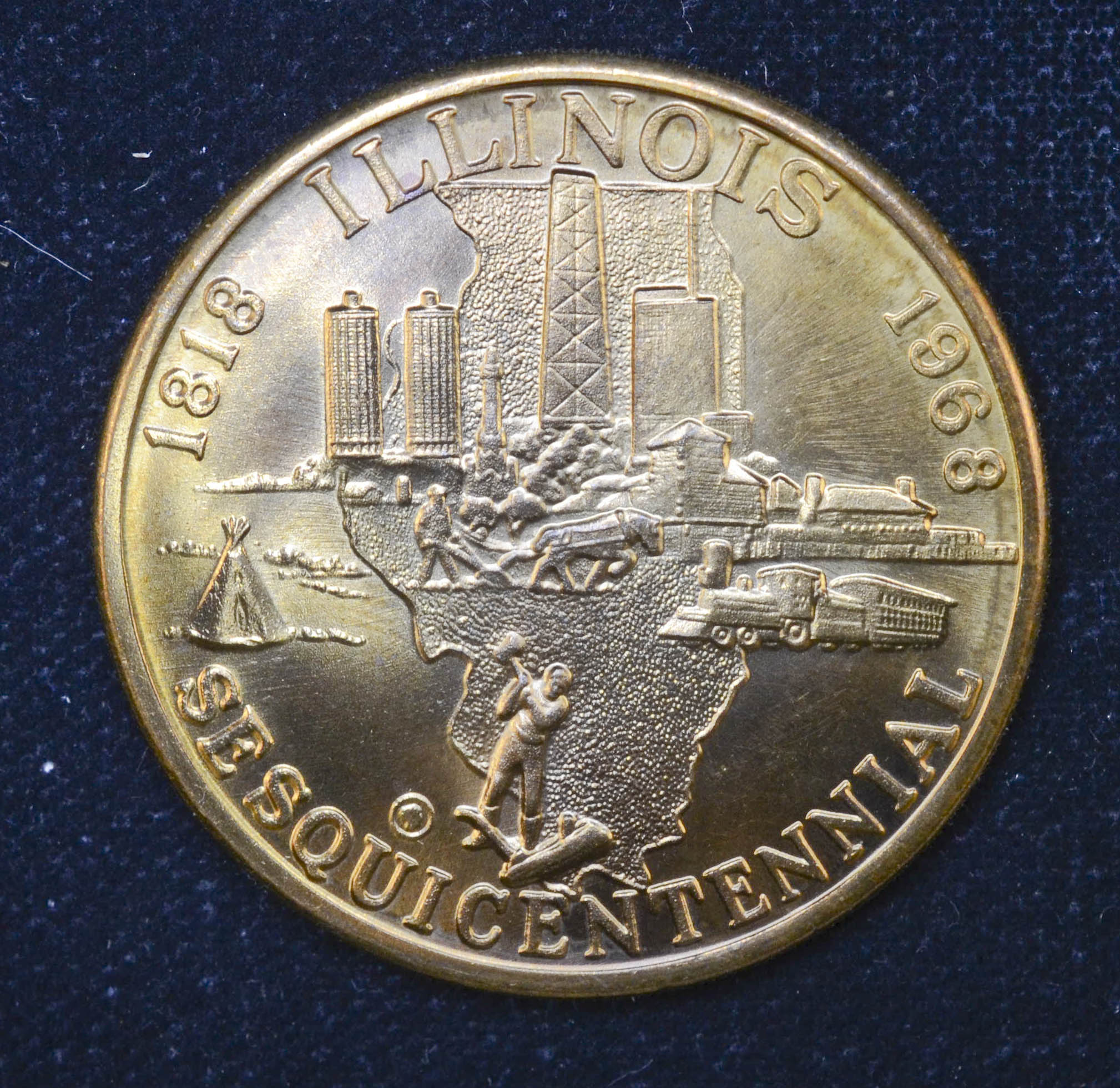1968 Illinois Sesquicentennial So Called Dollar Medal Token Coin 39mm