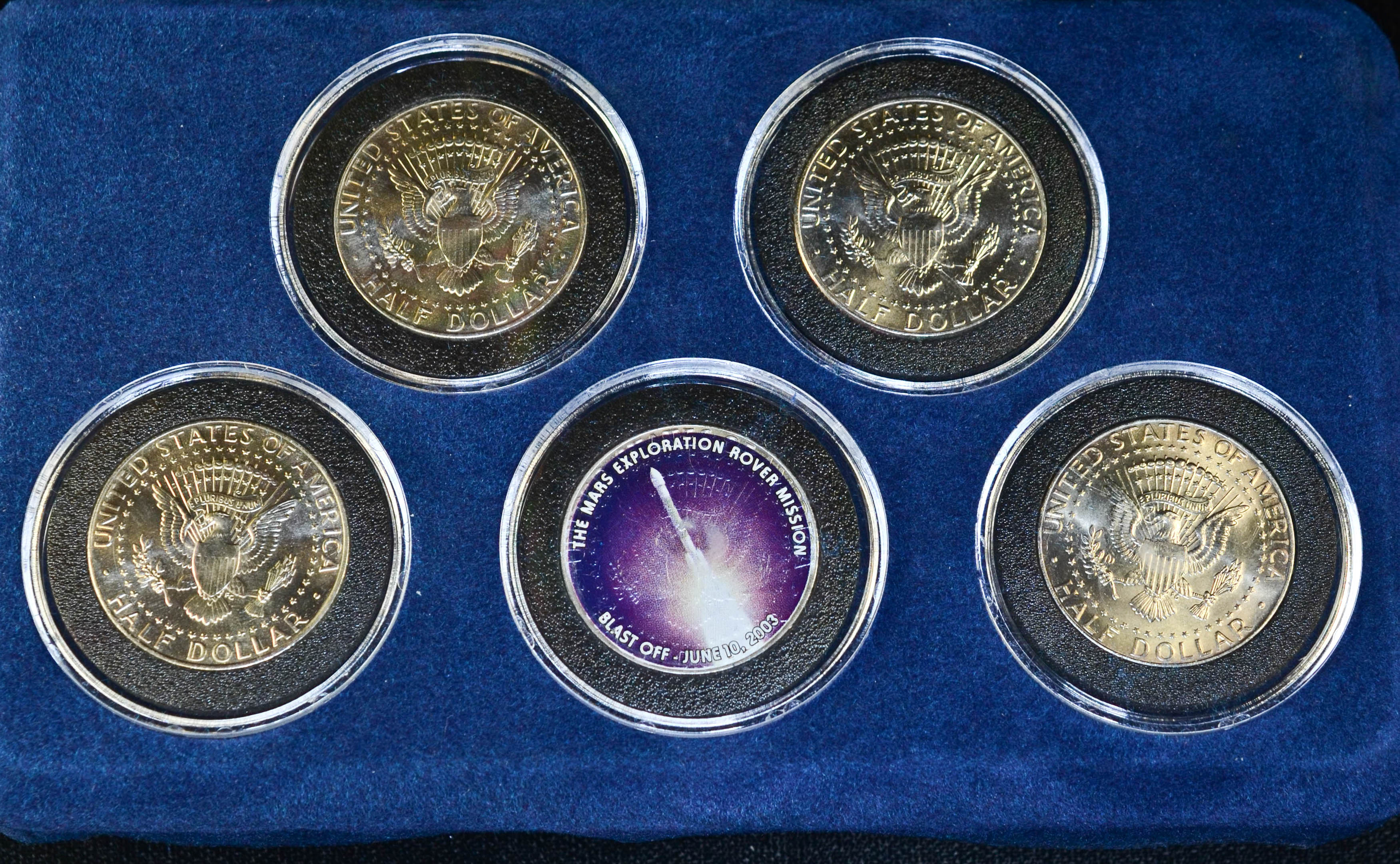 50c Half Dollar Mars Exploration 5 Coins Set Colorized JFK Half Dollar